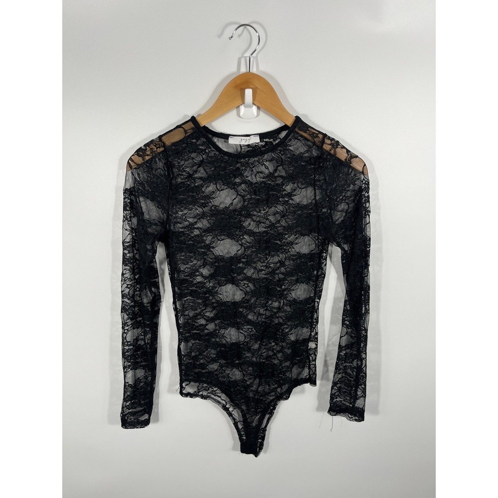 Womens‎ Sheer Lace Bodysuit S Black Whimsigoth Dark Fairy Grunge Festival Rave